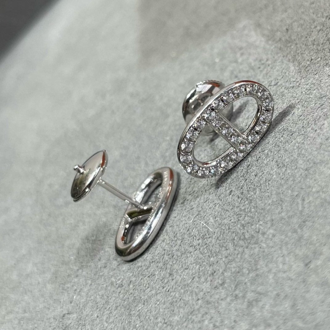 [Mystic]HM FULL DIAMOND PIG NOSE STUD EARRINGS