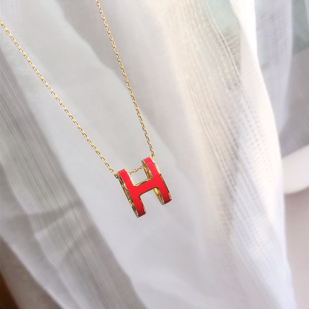 [Mystic]HM CLIC RED ENAMEL GOLD NECKLACE