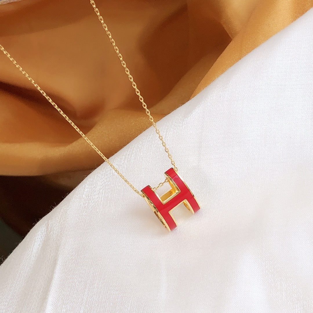 [Mystic]HM CLIC RED ENAMEL GOLD NECKLACE