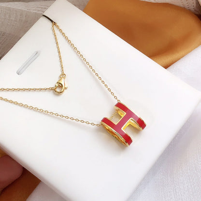 [Mystic]HM CLIC RED ENAMEL GOLD NECKLACE