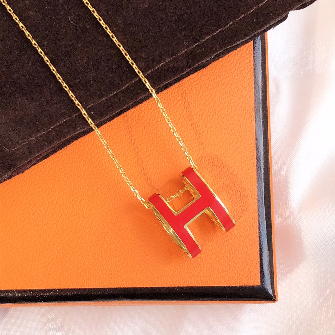 [Mystic]HM CLIC RED ENAMEL GOLD NECKLACE