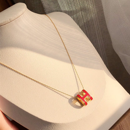 [Mystic]HM CLIC RED ENAMEL GOLD NECKLACE