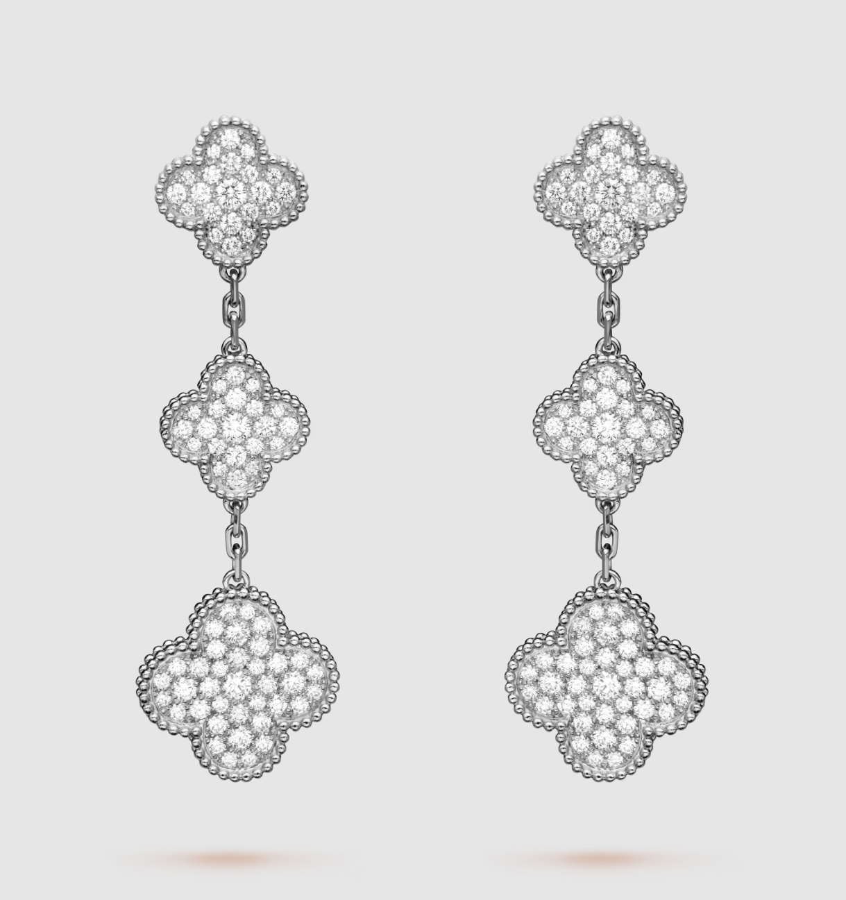 [Mystic]CLOVER 3 MOTIF DIAMOND SILVER DROP EARRINGS