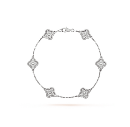 [Mystic]CLOVER 6 MOTIF SILVER DIAMOND BRACELET