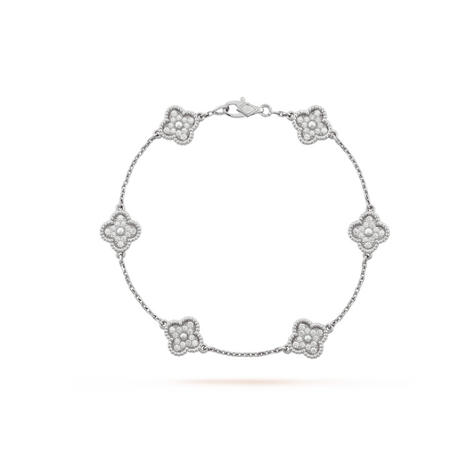 [Mystic]CLOVER 6 MOTIF SILVER DIAMOND BRACELET
