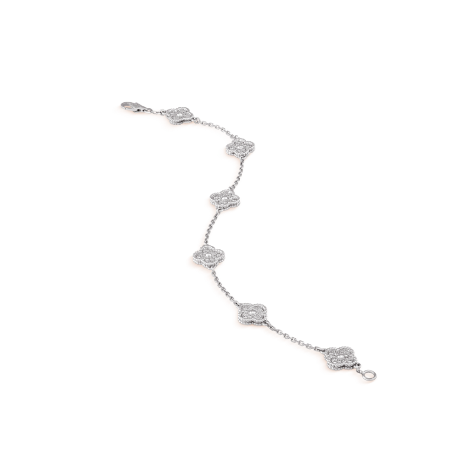 [Mystic]CLOVER 6 MOTIF SILVER DIAMOND BRACELET
