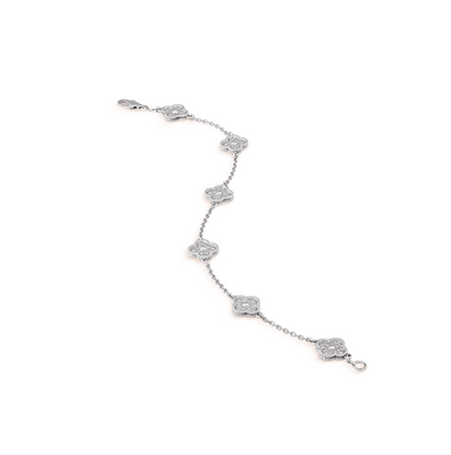 [Mystic]CLOVER 6 MOTIF SILVER DIAMOND BRACELET