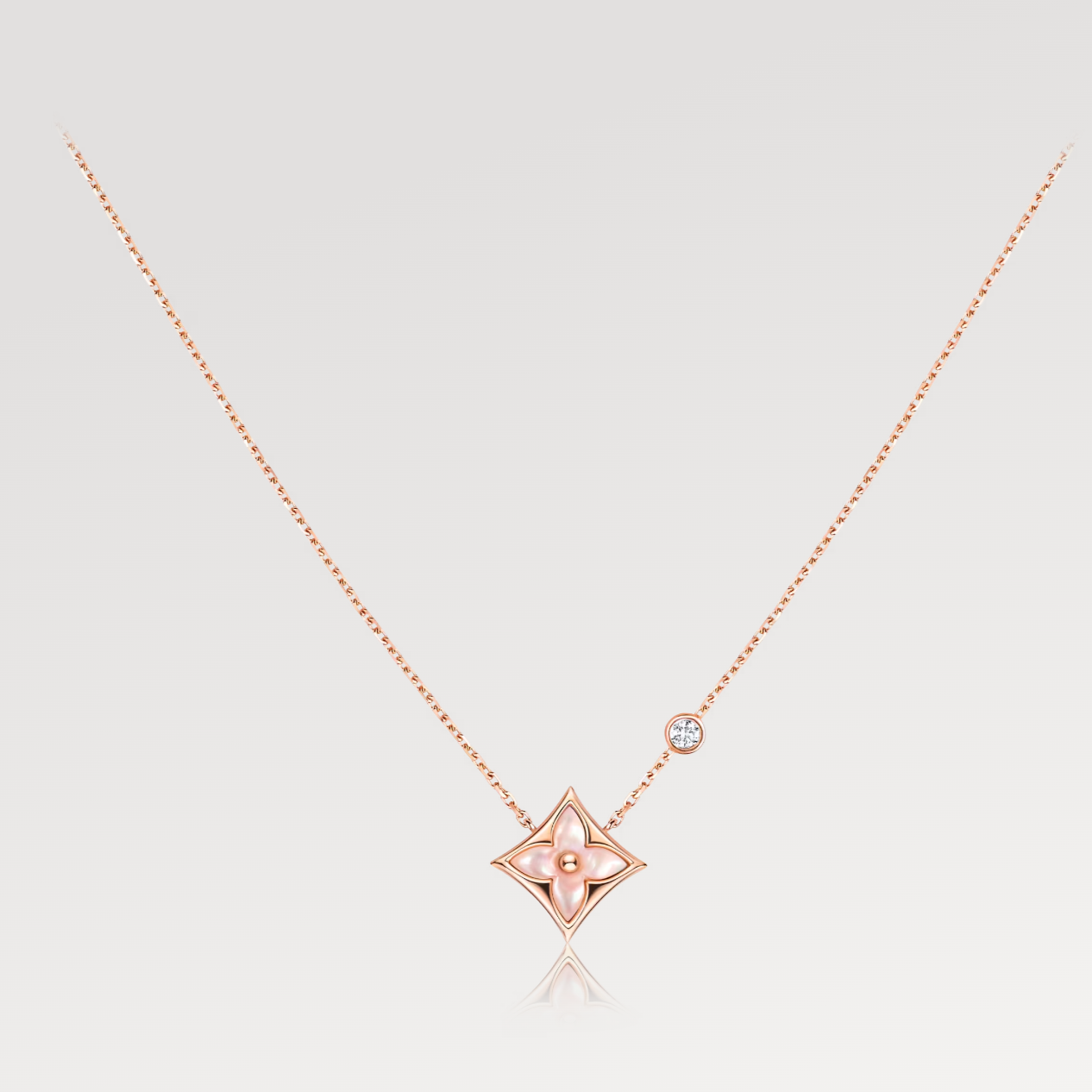 [Mystic]STAR PINK MOP 1 DIAMOND PINK GOLD NECKLACE