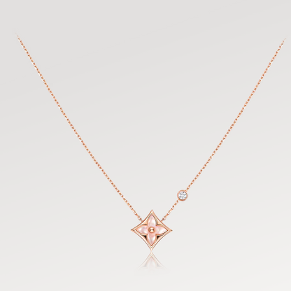 [Mystic]STAR PINK MOP 1 DIAMOND PINK GOLD NECKLACE