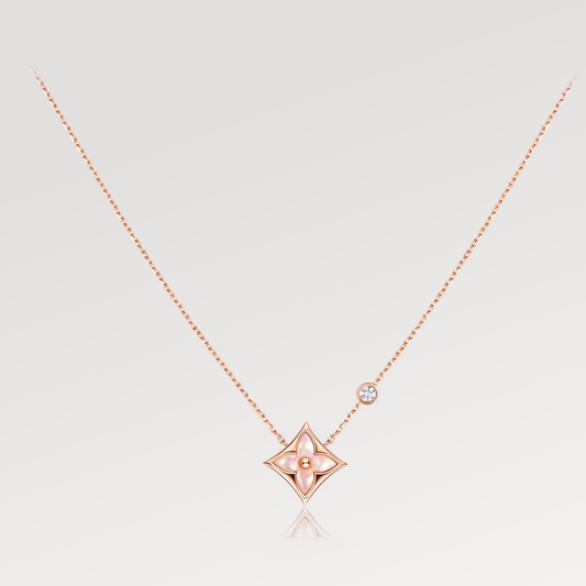 [Mystic]STAR PINK MOP 1 DIAMOND PINK GOLD NECKLACE