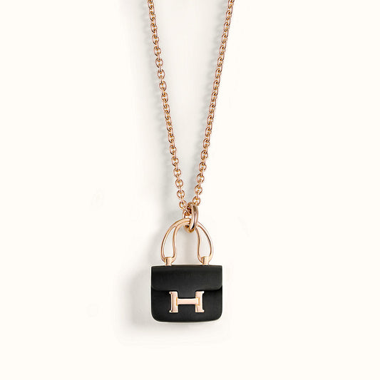 [Mystic]CONSTANCE BLACK PEDANT PINK GOLD NECKLACE