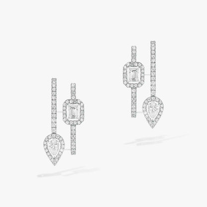 [Mysitc] CREOLES MY TWIN 2 RANGS SILVER DIAMOND EARRINGS