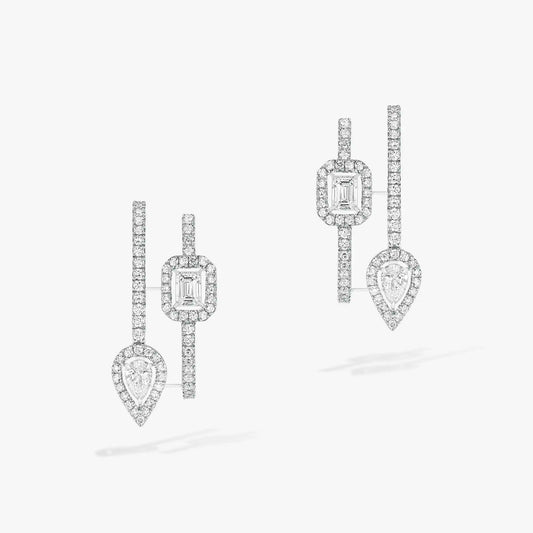 [Mysitc] CREOLES MY TWIN 2 RANGS SILVER DIAMOND EARRINGS