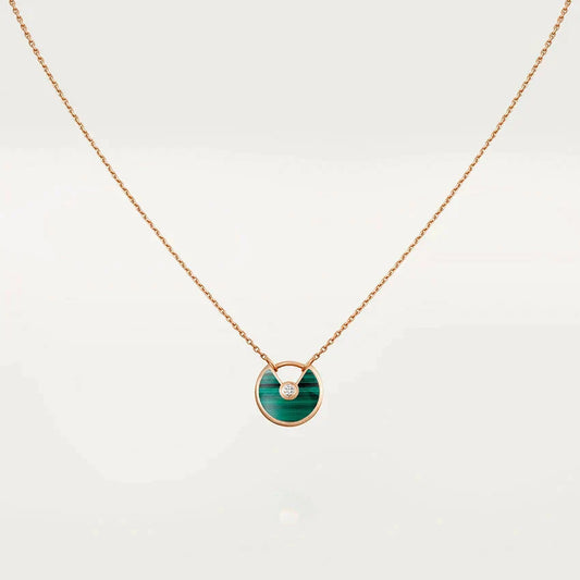 [Mystic Crown]AMULETTE ROSE GOLD MALACHITE NECKLACE