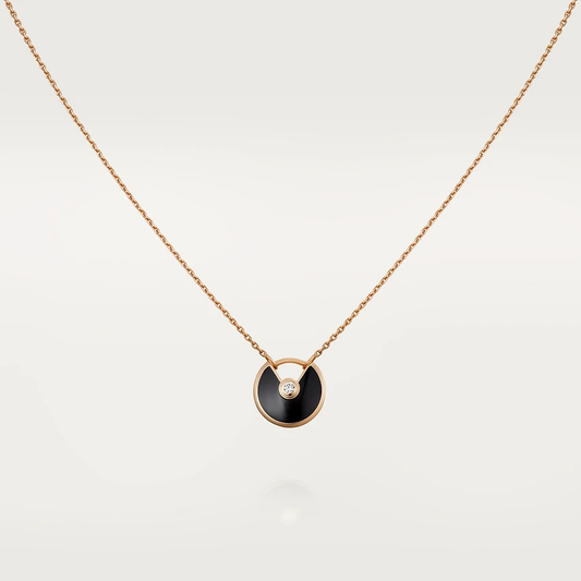[Mystic]AMULETTE ROSE GOLD ONYX NECKLACE