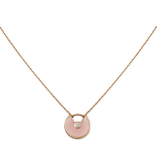 [Mystic]AMULETTE ROSE GOLD PINK MOP NECKLACE