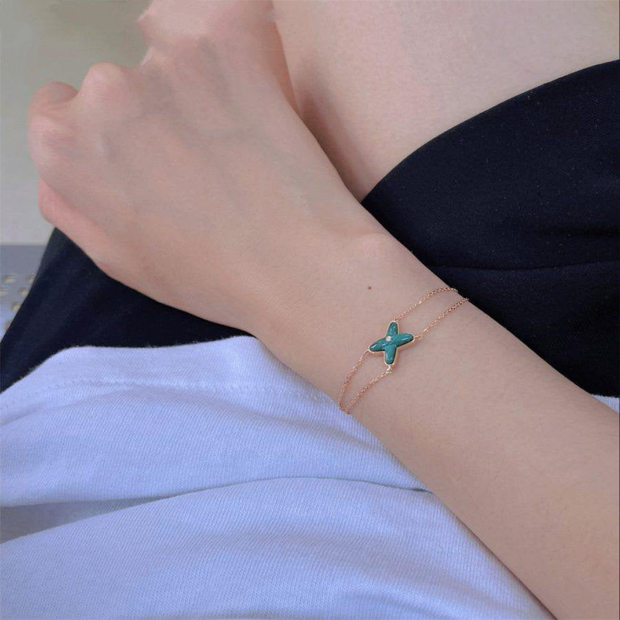[Mystic]JEUX BRACELET MALACHITE PINK GOLD 1 DIAMOND