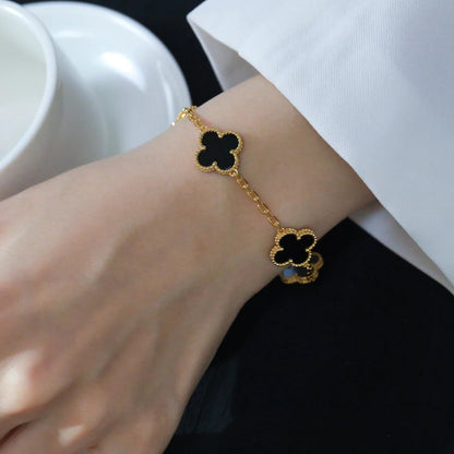 [Mystic]CLOVER  5 MOTIFS BLACK ONYX BRACELET