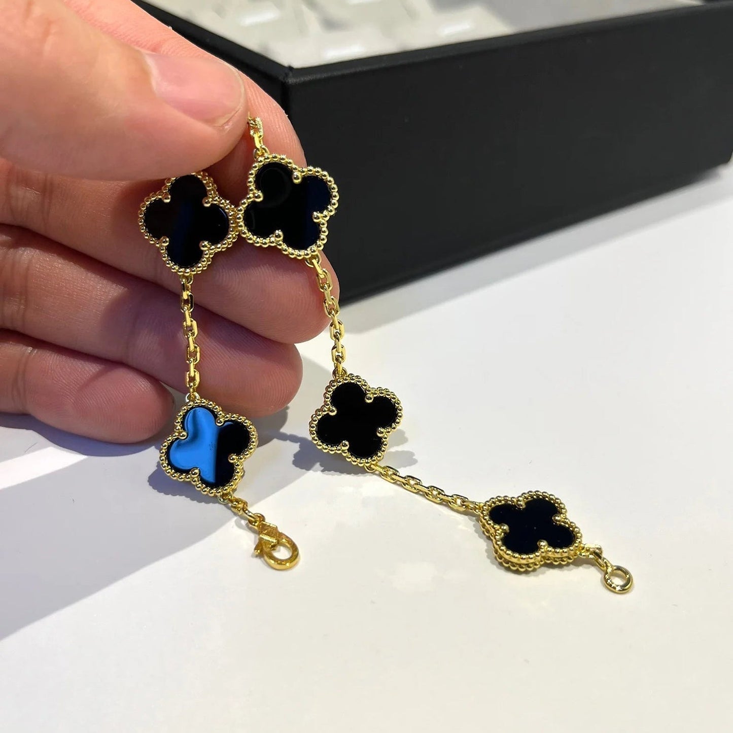 [Mystic]CLOVER  5 MOTIFS BLACK ONYX BRACELET