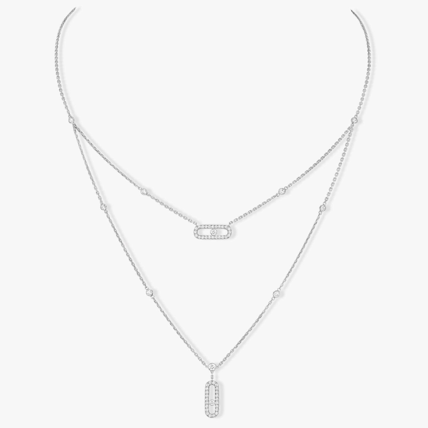 [Mysitc] MOVE 2 ROW DIAMOND NECKLACE