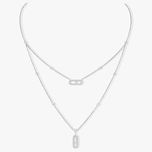 [Mysitc] MOVE 2 ROW DIAMOND NECKLACE