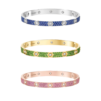 [Mysitc] 2026 PAVE GEMSTONE LOVE BRACELET 6.1MM 10 DIAMONDS