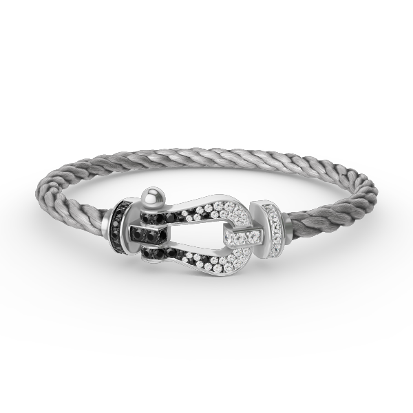 [Mystic]FORCE LARGE HORSESHOE BLACK WHITE DIAMOND BRACELET SILVER