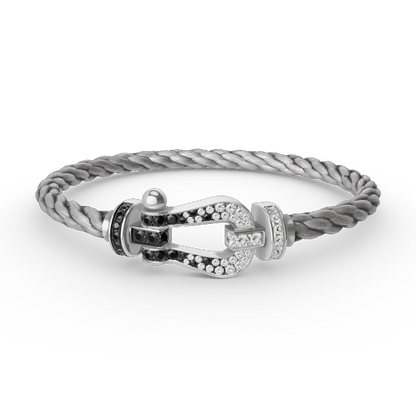 [Mystic]FORCE LARGE HORSESHOE BLACK WHITE DIAMOND BRACELET SILVER