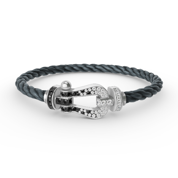 [Mystic]FORCE LARGE HORSESHOE BLACK WHITE DIAMOND BRACELET SILVER