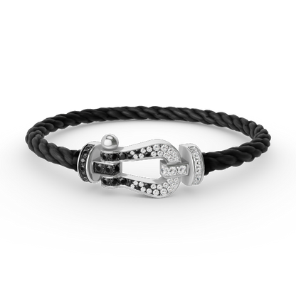 [Mystic]FORCE LARGE HORSESHOE BLACK WHITE DIAMOND BRACELET SILVER