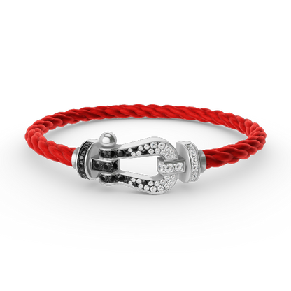 [Mystic]FORCE LARGE HORSESHOE BLACK WHITE DIAMOND BRACELET SILVER