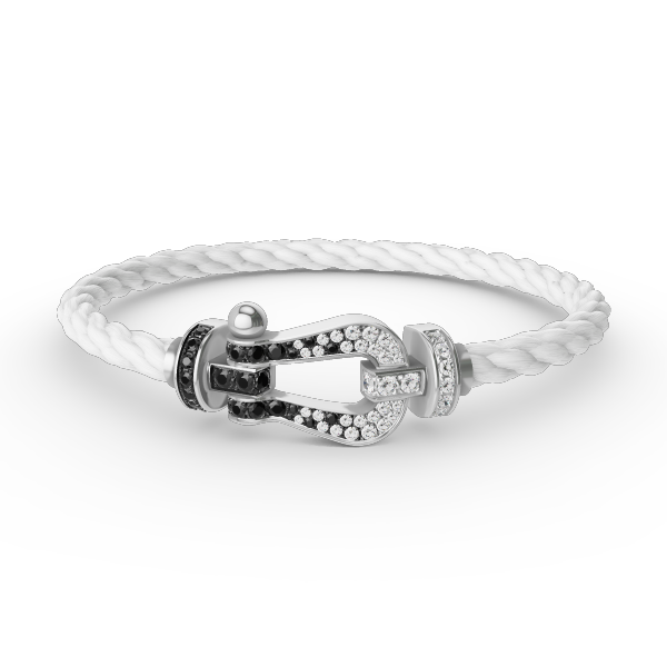 [Mystic]FORCE LARGE HORSESHOE BLACK WHITE DIAMOND BRACELET SILVER