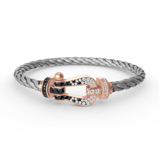 [Mystic]FORCE LARGE HORSESHOE BLACK WHITE DIAMOND BRACELET ROSE GOLD