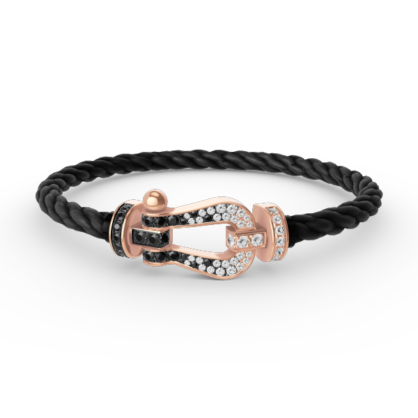 [Mystic]FORCE LARGE HORSESHOE BLACK WHITE DIAMOND BRACELET ROSE GOLD