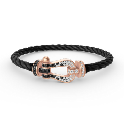 [Mystic]FORCE LARGE HORSESHOE BLACK WHITE DIAMOND BRACELET ROSE GOLD