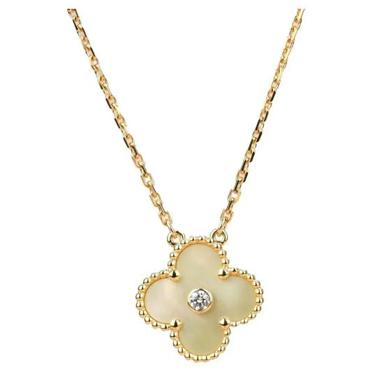 [Mystic]CLOVER 15MM DIAMOND GOLD MOTHER OF PEARL NECKLACE