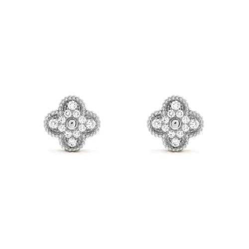 [Mystic]CLOVER 1 MOTIFS DIAMOND STUD EARRINGS SILVER