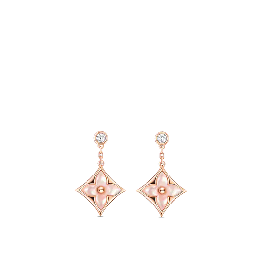 [Mystic Crown]DOUBLE STAR PINK GOLD MOP DROP EARRINGS