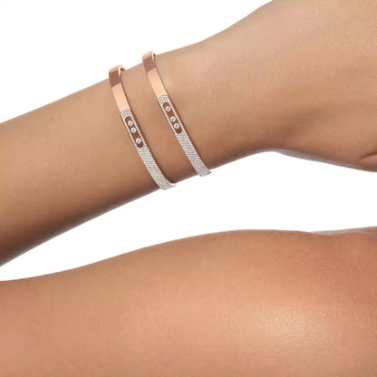 [Mysitc] Move Noa Rose Gold Pavé Diamond Bangle Bracelet