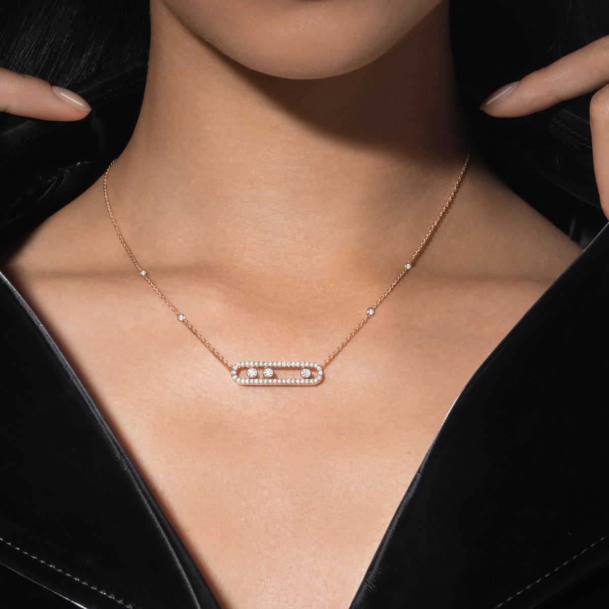 [Mysitc]  Move Pave_ Rose Gold Diamond Necklace