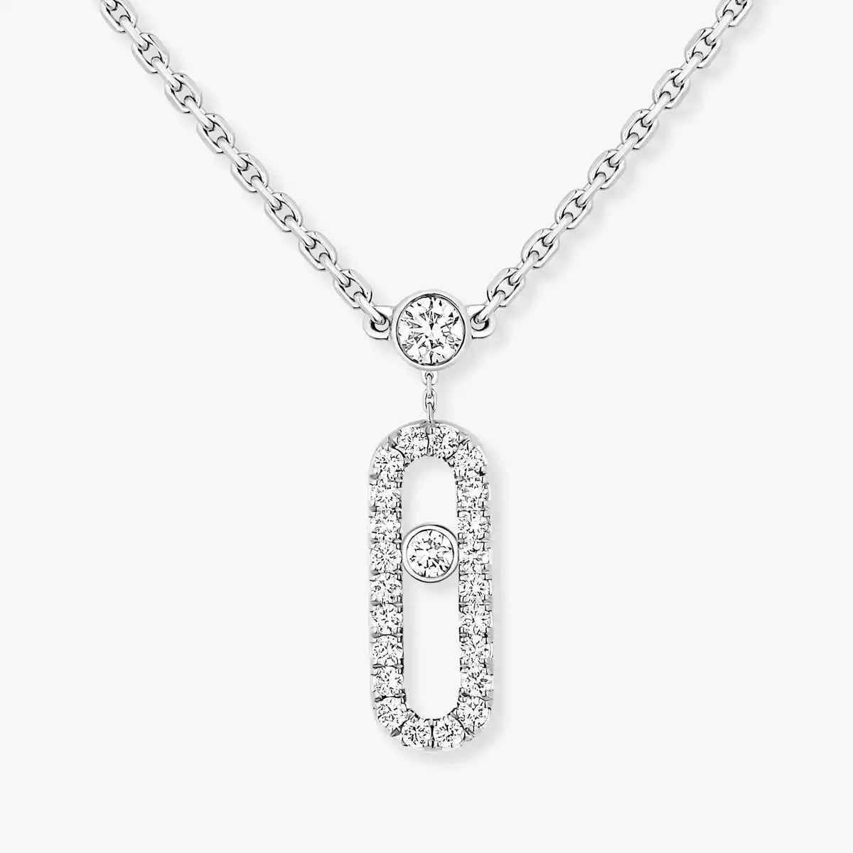 [Mysitc] 2 Rows Rose Gold Diamond Pave_ Necklace Move Uno