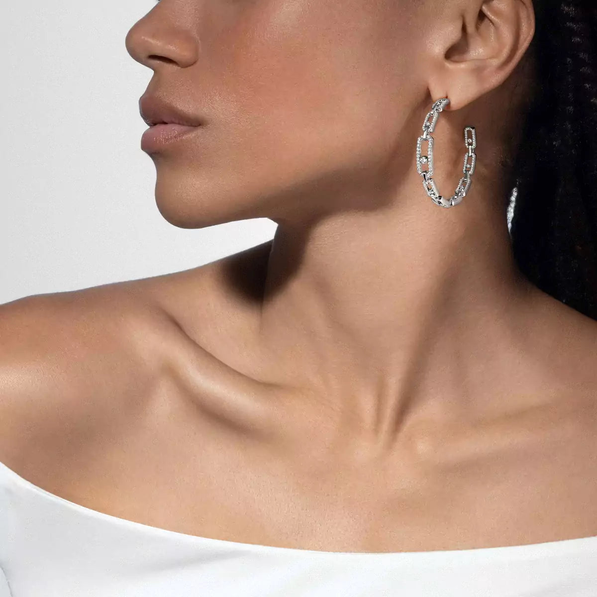 [[Mysitc] Move Link Diamond Hoop Earrings