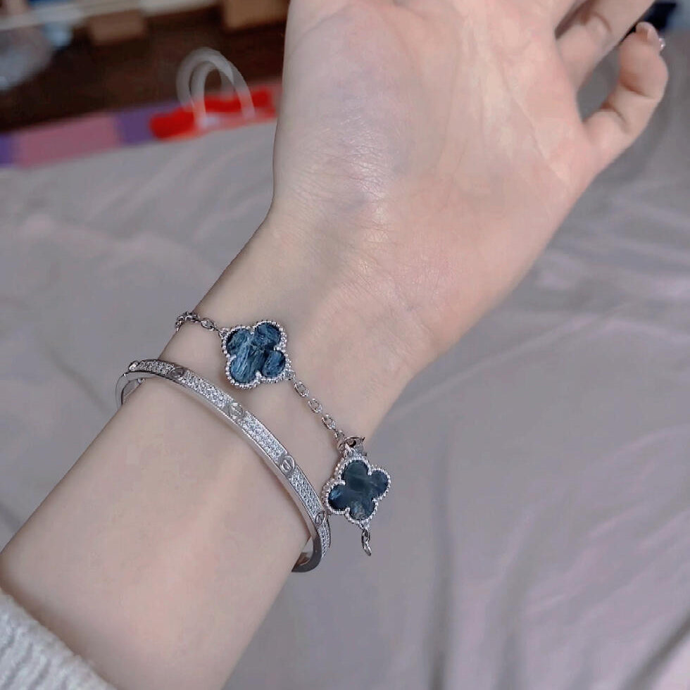 [Mystic]CLOVER 5 MOTIF PIETERSITE SILVER BRACELET
