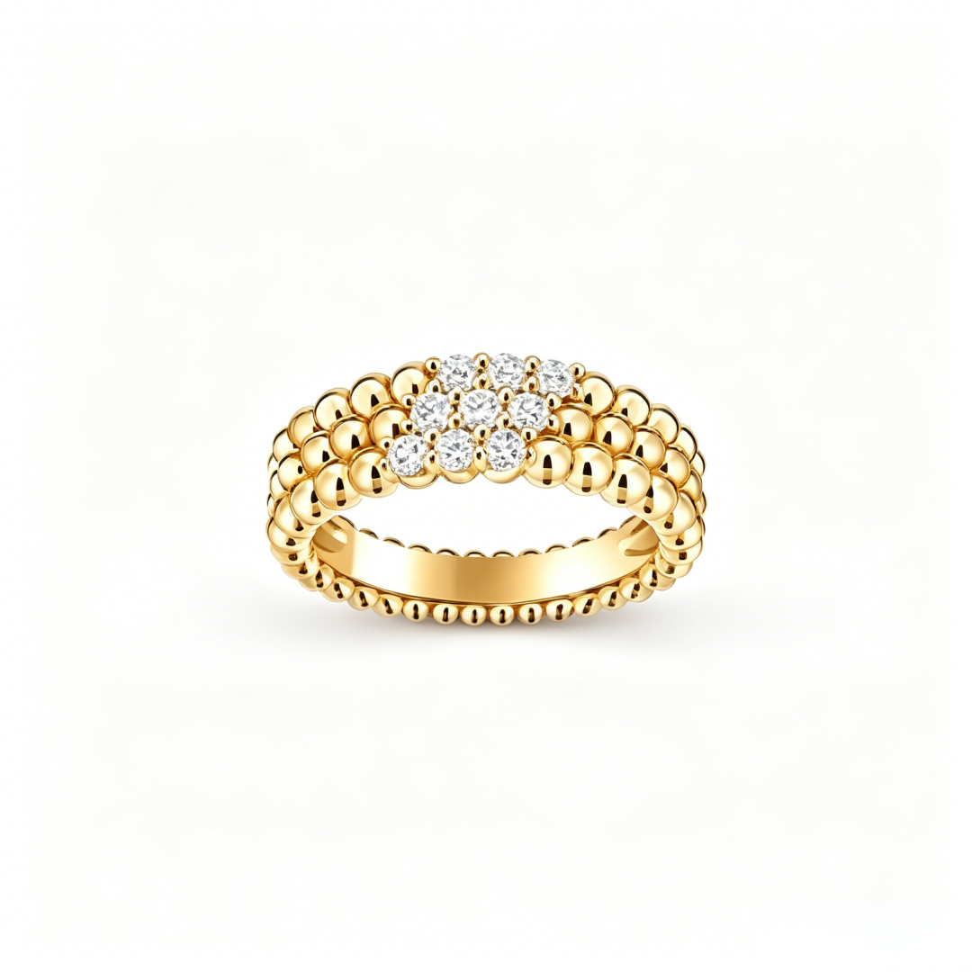 [Mysitc]  THREE-ROW DIAMOND RING