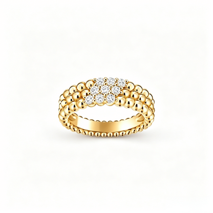 [Mysitc]  THREE-ROW DIAMOND RING