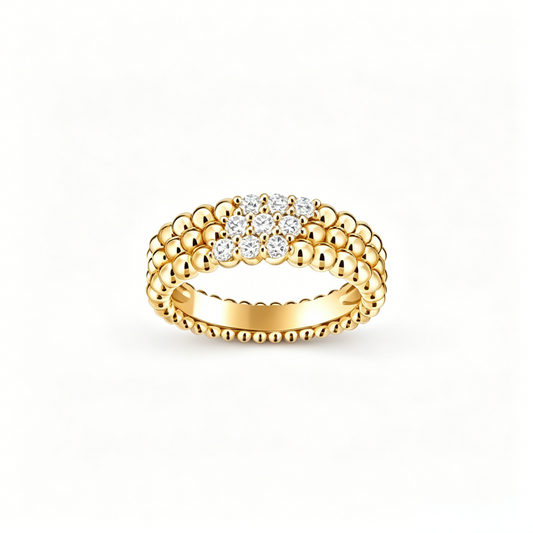 [Mysitc]  THREE-ROW DIAMOND RING