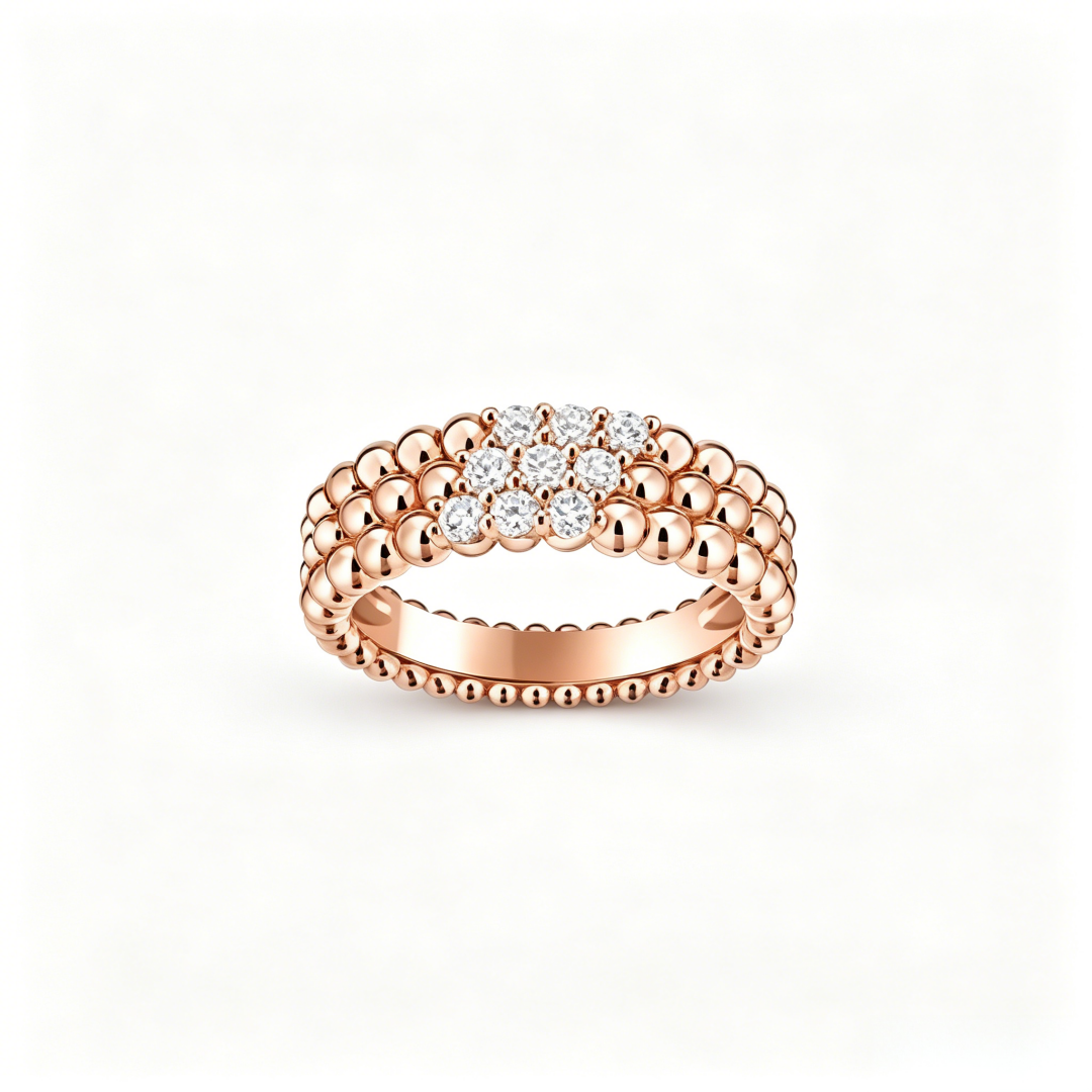 [Mysitc]  THREE-ROW DIAMOND RING