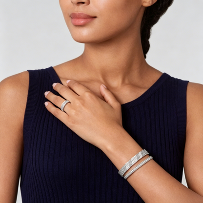 [Mysitc]  THREE-ROW DIAMOND RING