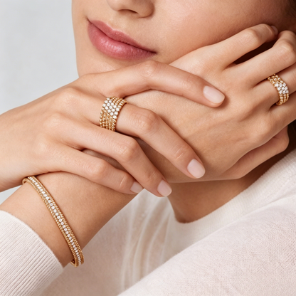 [Mysitc]  THREE-ROW DIAMOND RING