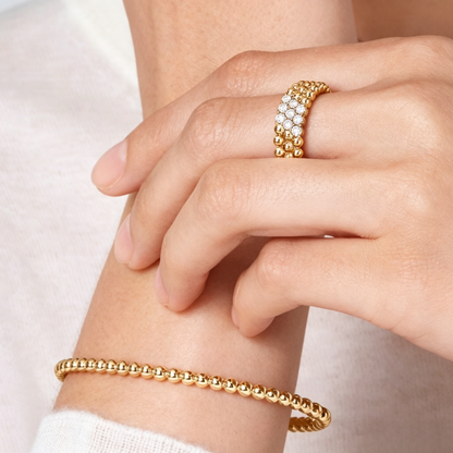 [Mysitc]  THREE-ROW DIAMOND RING